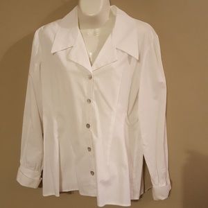 White pinstripe cotton dress shirt, cuffed sleeves